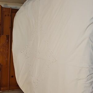 Vtg Elegant Cream Eyelet Duvet Cover